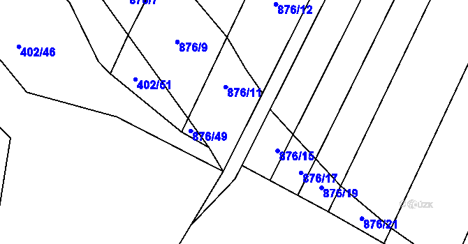 Parcela st. 876/13 v KÚ Mladkov u Boskovic, Katastrální mapa