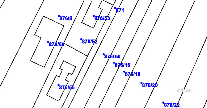 Parcela st. 876/14 v KÚ Mladkov u Boskovic, Katastrální mapa