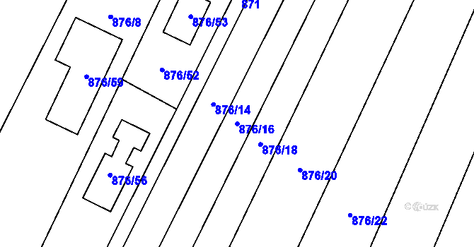 Parcela st. 876/16 v KÚ Mladkov u Boskovic, Katastrální mapa