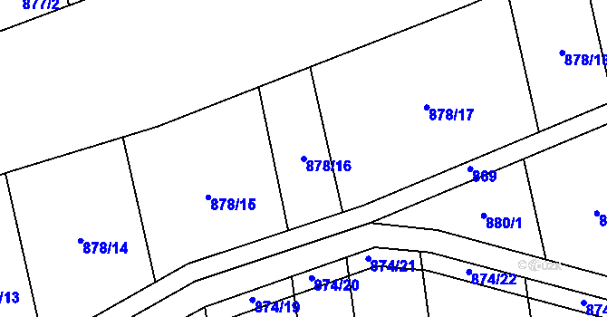 Parcela st. 878/16 v KÚ Mladkov u Boskovic, Katastrální mapa