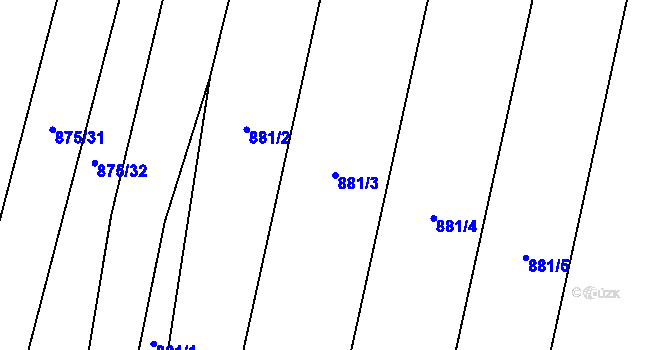 Parcela st. 881/3 v KÚ Mladkov u Boskovic, Katastrální mapa
