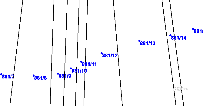 Parcela st. 881/12 v KÚ Mladkov u Boskovic, Katastrální mapa