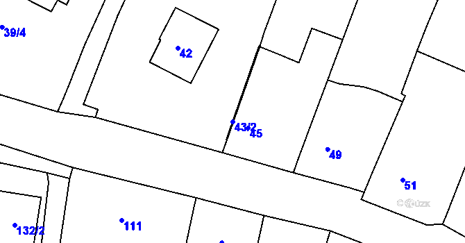 Parcela st. 43/2 v KÚ Mladkov u Boskovic, Katastrální mapa