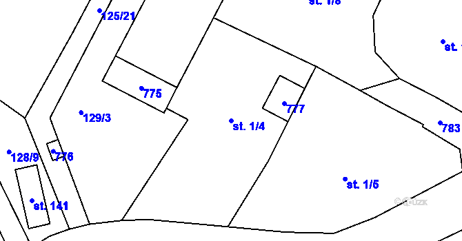 Parcela st. 1/4 v KÚ Boskovštejn, Katastrální mapa