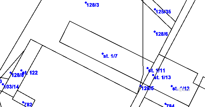 Parcela st. 1/7 v KÚ Boskovštejn, Katastrální mapa