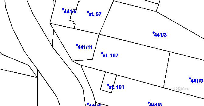 Parcela st. 107 v KÚ Boskovštejn, Katastrální mapa