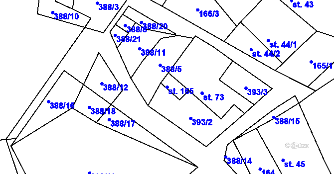 Parcela st. 165 v KÚ Boskovštejn, Katastrální mapa