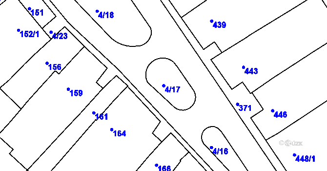 Parcela st. 4/17 v KÚ Bosonohy, Katastrální mapa
