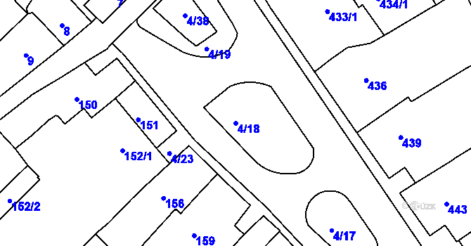 Parcela st. 4/18 v KÚ Bosonohy, Katastrální mapa