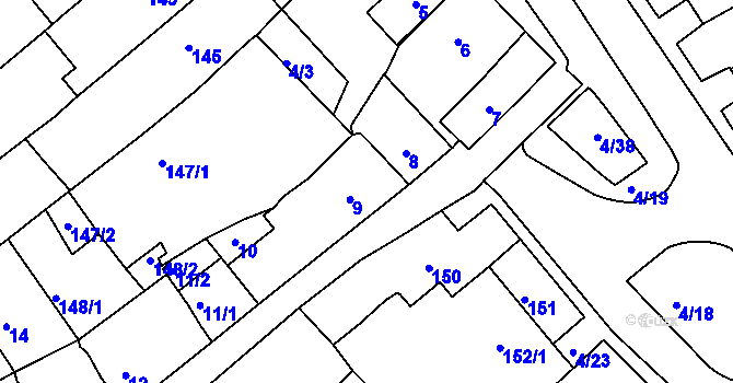 Parcela st. 9 v KÚ Bosonohy, Katastrální mapa
