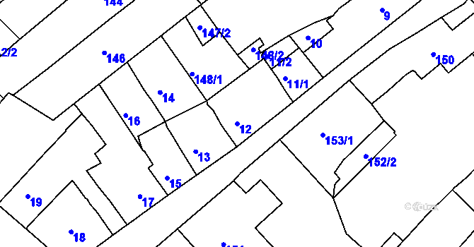 Parcela st. 12 v KÚ Bosonohy, Katastrální mapa
