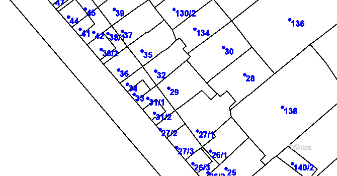 Parcela st. 29 v KÚ Bosonohy, Katastrální mapa