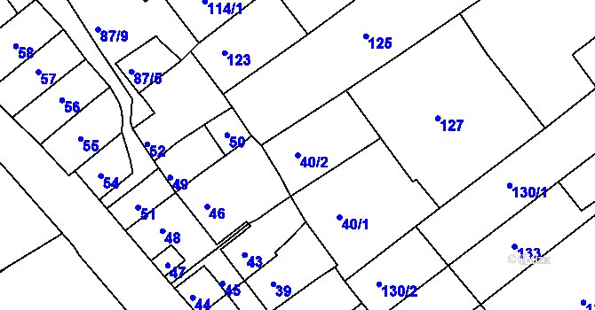 Parcela st. 40/2 v KÚ Bosonohy, Katastrální mapa