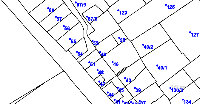 Parcela st. 49 v KÚ Bosonohy, Katastrální mapa