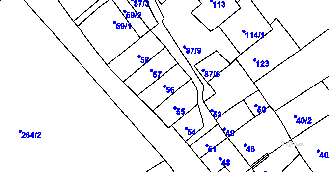 Parcela st. 56 v KÚ Bosonohy, Katastrální mapa