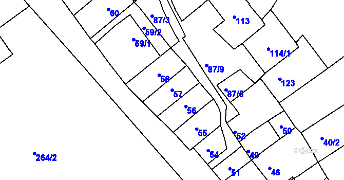 Parcela st. 57 v KÚ Bosonohy, Katastrální mapa