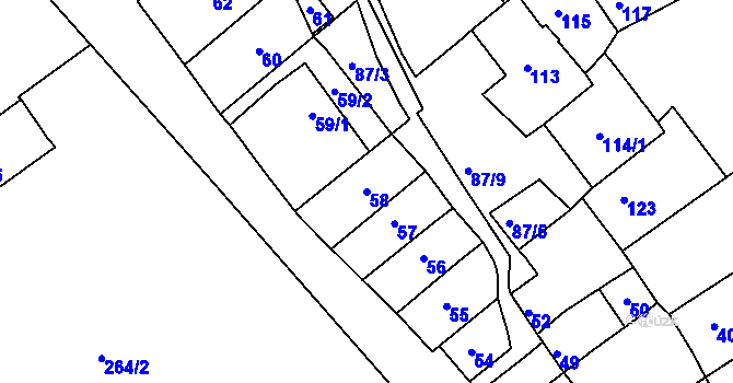 Parcela st. 58 v KÚ Bosonohy, Katastrální mapa