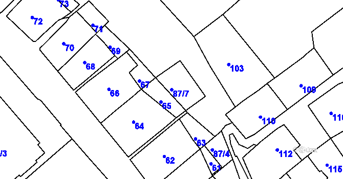 Parcela st. 87/7 v KÚ Bosonohy, Katastrální mapa