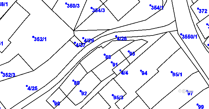 Parcela st. 88 v KÚ Bosonohy, Katastrální mapa