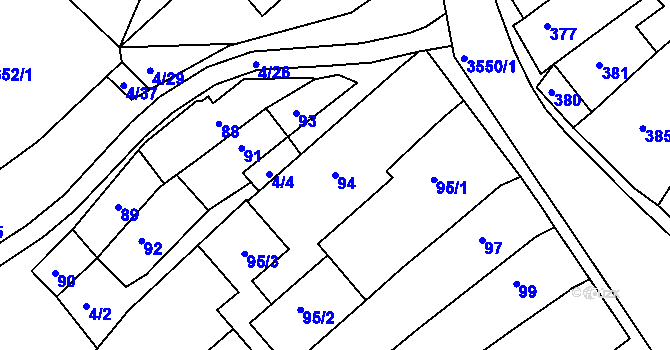 Parcela st. 94 v KÚ Bosonohy, Katastrální mapa
