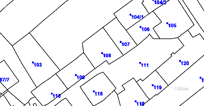 Parcela st. 108 v KÚ Bosonohy, Katastrální mapa