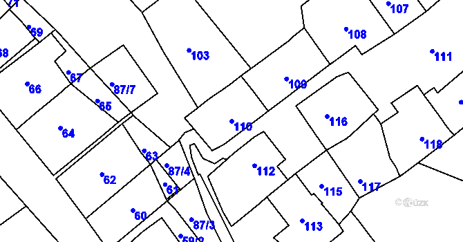 Parcela st. 110 v KÚ Bosonohy, Katastrální mapa