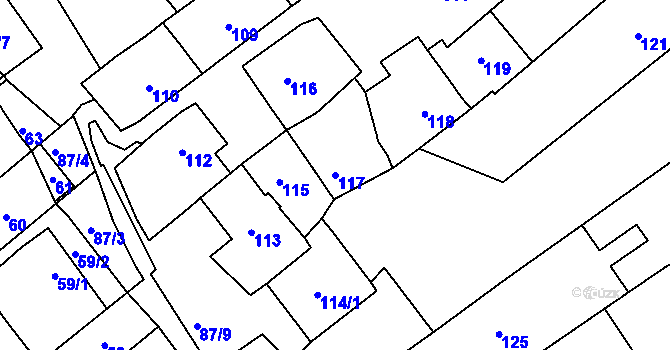 Parcela st. 117 v KÚ Bosonohy, Katastrální mapa