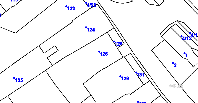 Parcela st. 126 v KÚ Bosonohy, Katastrální mapa