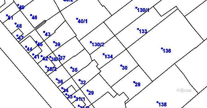 Parcela st. 134 v KÚ Bosonohy, Katastrální mapa