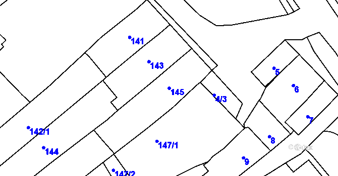 Parcela st. 145 v KÚ Bosonohy, Katastrální mapa