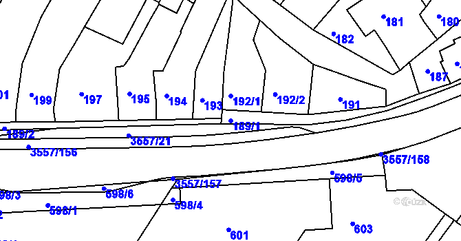 Parcela st. 189/1 v KÚ Bosonohy, Katastrální mapa