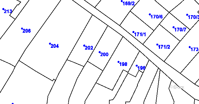 Parcela st. 200 v KÚ Bosonohy, Katastrální mapa