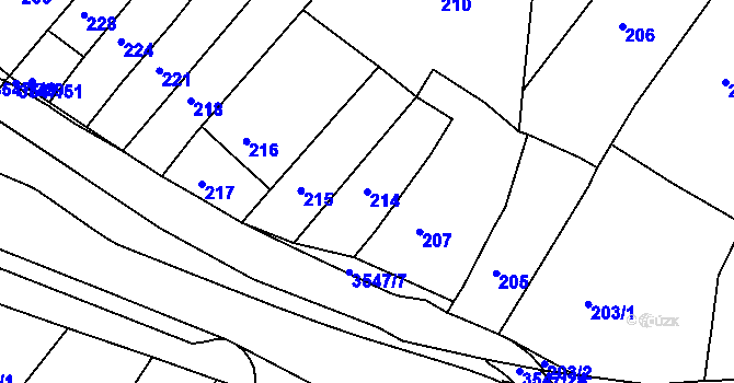Parcela st. 214 v KÚ Bosonohy, Katastrální mapa