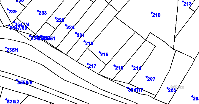 Parcela st. 216 v KÚ Bosonohy, Katastrální mapa