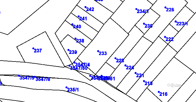 Parcela st. 233 v KÚ Bosonohy, Katastrální mapa