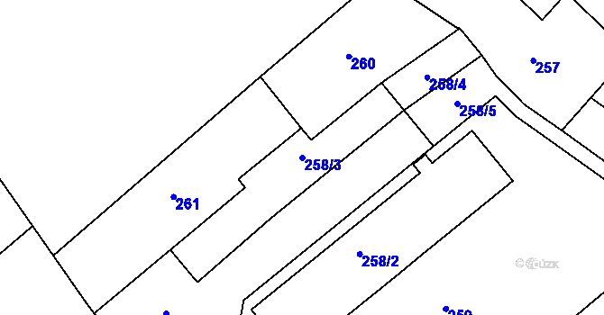Parcela st. 258/3 v KÚ Bosonohy, Katastrální mapa