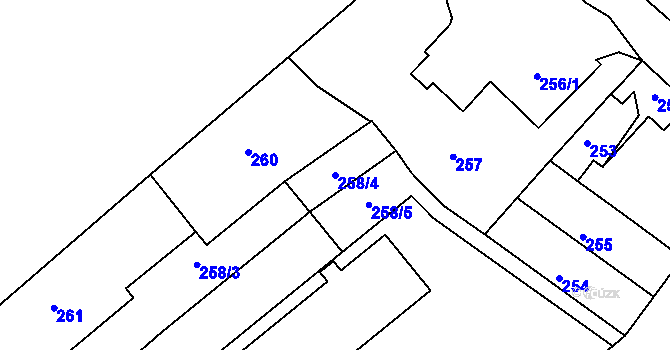 Parcela st. 258/4 v KÚ Bosonohy, Katastrální mapa