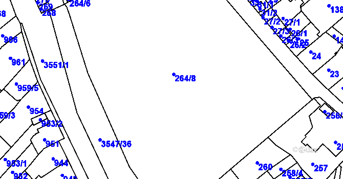 Parcela st. 264/8 v KÚ Bosonohy, Katastrální mapa