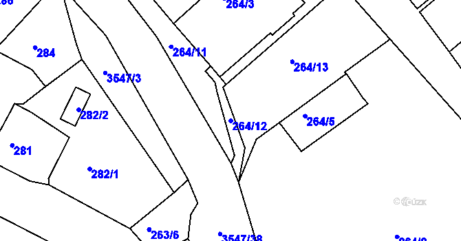 Parcela st. 264/12 v KÚ Bosonohy, Katastrální mapa