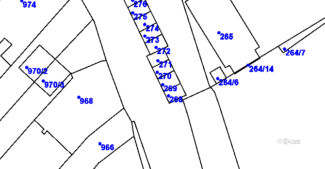 Parcela st. 269 v KÚ Bosonohy, Katastrální mapa