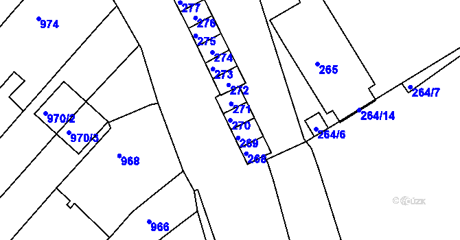 Parcela st. 270 v KÚ Bosonohy, Katastrální mapa