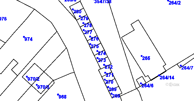 Parcela st. 274 v KÚ Bosonohy, Katastrální mapa