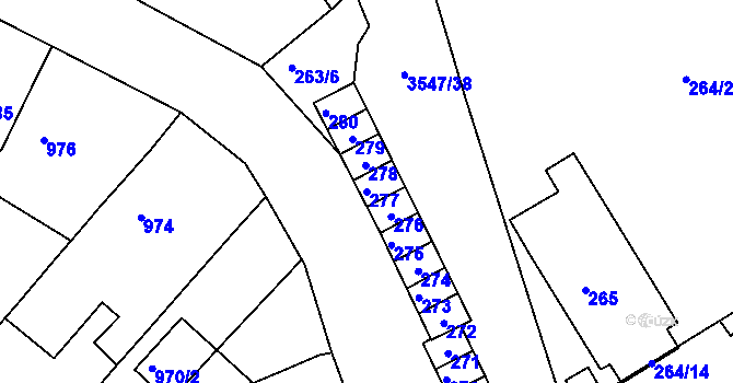 Parcela st. 277 v KÚ Bosonohy, Katastrální mapa