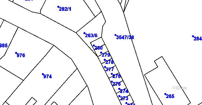 Parcela st. 279 v KÚ Bosonohy, Katastrální mapa