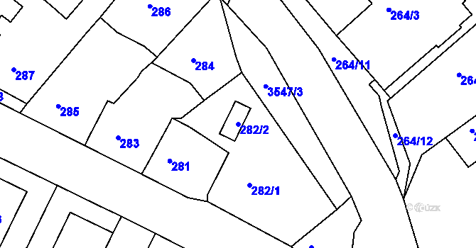 Parcela st. 282/2 v KÚ Bosonohy, Katastrální mapa