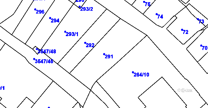 Parcela st. 291 v KÚ Bosonohy, Katastrální mapa