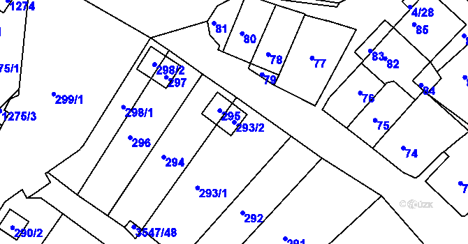 Parcela st. 293/2 v KÚ Bosonohy, Katastrální mapa