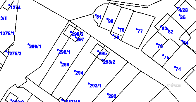 Parcela st. 295 v KÚ Bosonohy, Katastrální mapa