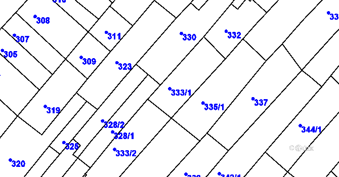 Parcela st. 333/1 v KÚ Bosonohy, Katastrální mapa