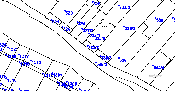 Parcela st. 333/3 v KÚ Bosonohy, Katastrální mapa